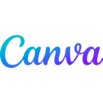 Logo du logiciel Canva représentant Canva écrit en lettres calligraphiques colorées par un dégradé amllant du turquoise au violet