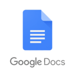 Logo Google Docs représentant une page bleu avec le coin supérieur droit plié et quelques lignes dessinées en blanc représentant l'écriture