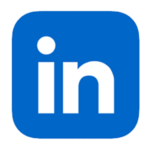 Logo Linkedin représenté par "in" écrit en blanc sur un carré bleu en fond