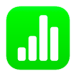 Logo de l'application Numbers sur Mac OS et iOS, représenté par un graphique à barres blanches sur fond carré vert pomme